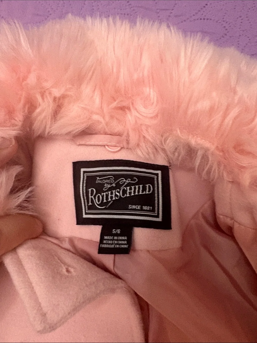 Rothschild Pink Faux-Fur Collar Double-Breasted Pea Coat